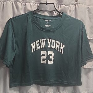 SHEIN Teal New York 23 Crop Top